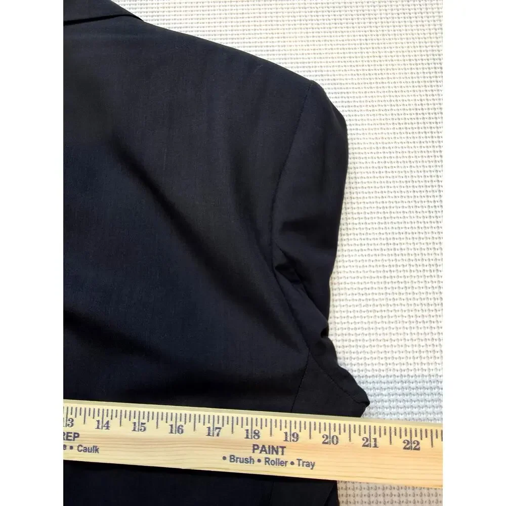 VTG Hugo Boss Double Breasted Blazer Germany Silk Wool Charcoal Grey Jacket 38R